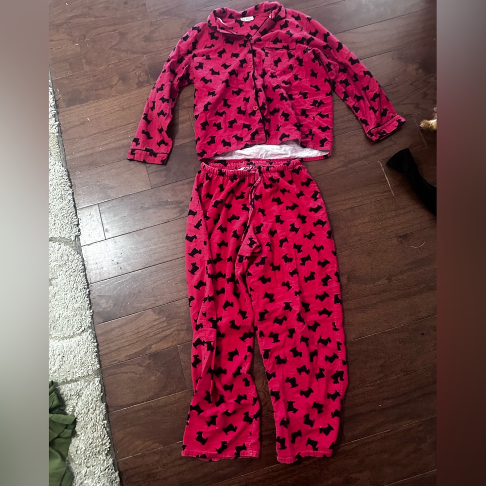 Anna New York Red Dog Print Long Sleeve Pajama Set Size Medium